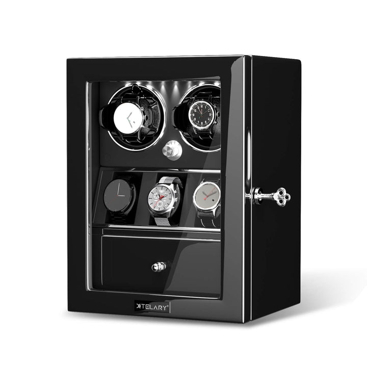 Compact 2 Watch Winder with 3 Extra Storage Quiet Mabuchi Motor