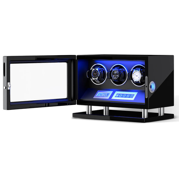 Uhrenbeweger mit Fingerabdruck-Entriegelung für Automatikuhren mit 3 Schlitzen und LCD-Touchscreen-Steuerung