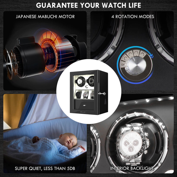 Compact 2 Watch Winder with 3 Extra Storage Quiet Mabuchi Motor