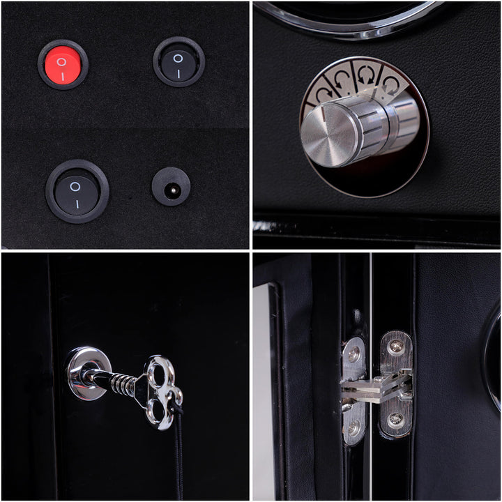 Compact 2 Watch Winder with 3 Extra Storage Quiet Mabuchi Motor
