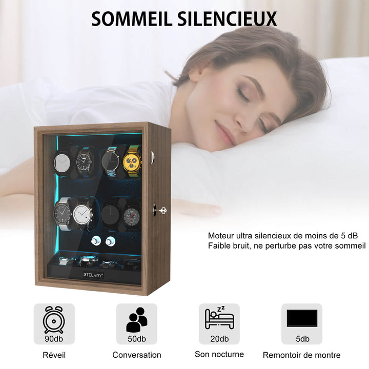 8 remontoirs de montres pour montres automatiques avec 4 moteurs Mabuchi silencieux de stockage supplémentaires - Grain