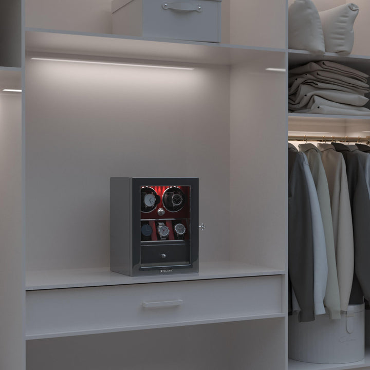 Compact 2 Watch Winder with 3 Extra Storage Quiet Mabuchi Motor
