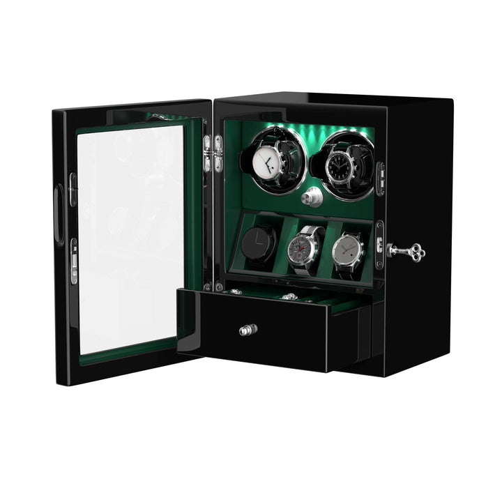 Compact 2 Watch Winder with 3 Extra Storage Quiet Mabuchi Motor