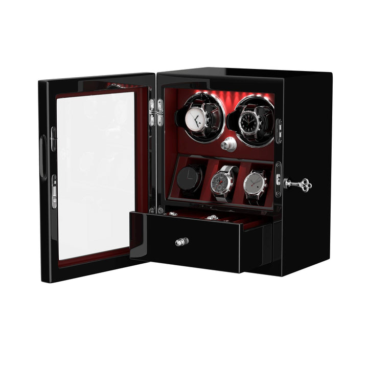 Compact 2 Watch Winder with 3 Extra Storage Quiet Mabuchi Motor
