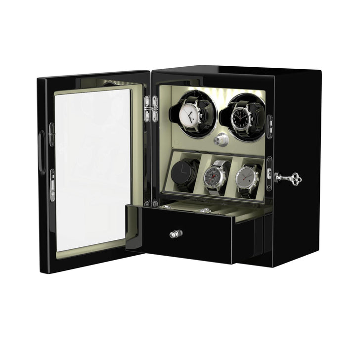 Compact 2 Watch Winder with 3 Extra Storage Quiet Mabuchi Motor