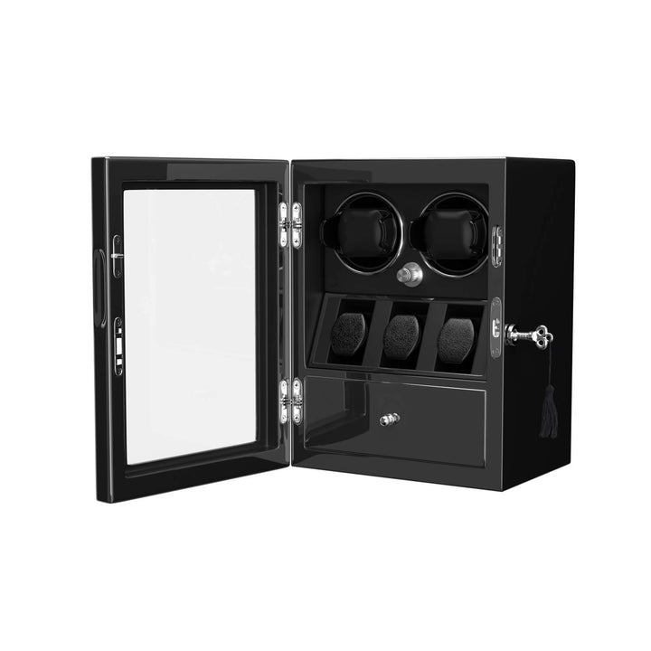 Compact 2 Watch Winder with 3 Extra Storage Quiet Mabuchi Motor