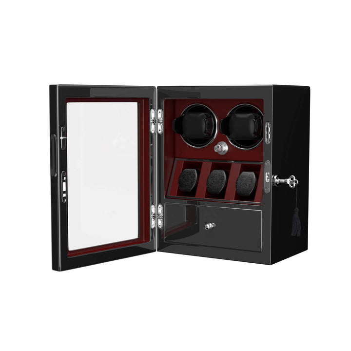 Compact 2 Watch Winder with 3 Extra Storage Quiet Mabuchi Motor