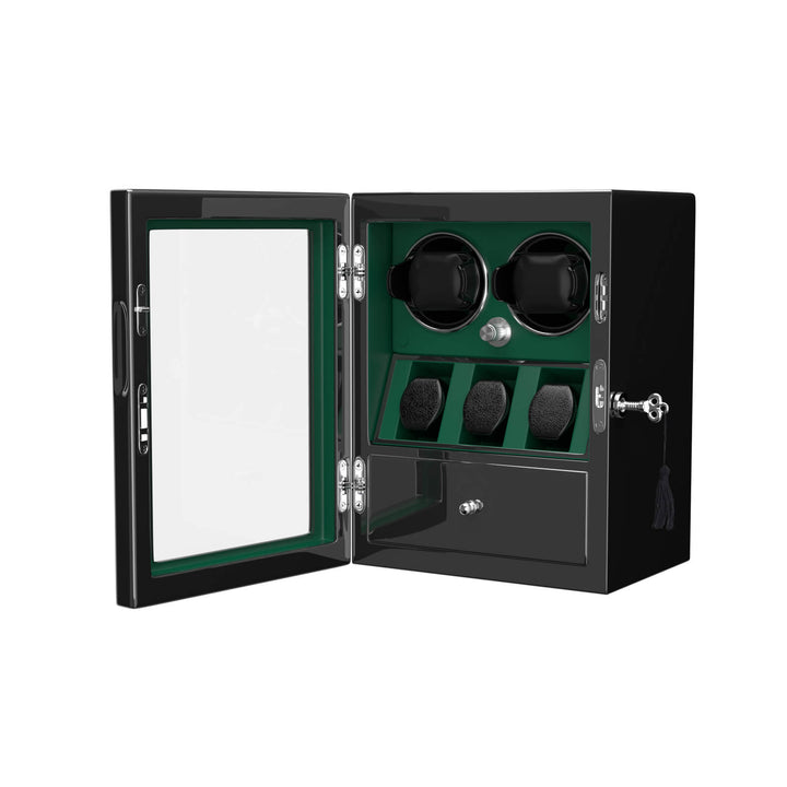Compact 2 Watch Winder with 3 Extra Storage Quiet Mabuchi Motor